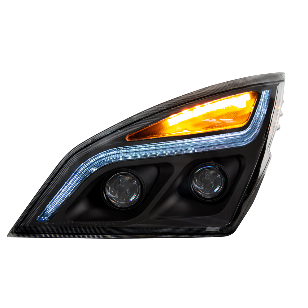 Black LED Projection Headlight With LED Position Light For 2018-2024 Freightliner Cascadia - Driver - Thumbnail 4
