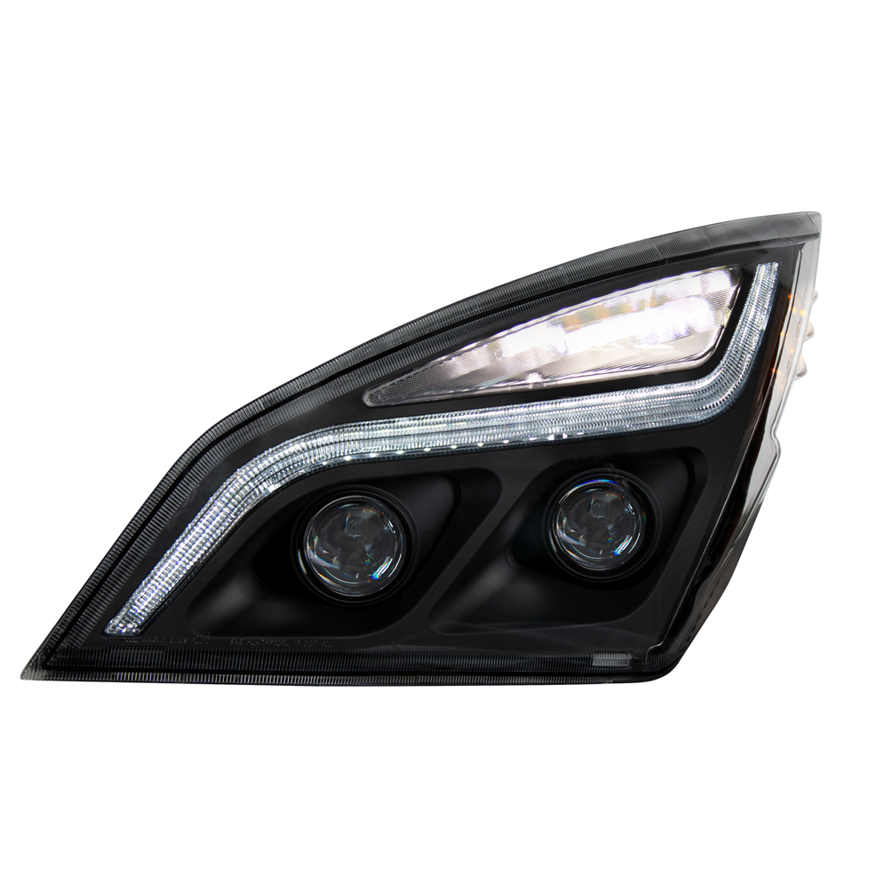 Black LED Projection Headlight With LED Position Light For 2018-2024 Freightliner Cascadia - Driver - Thumbnail 5