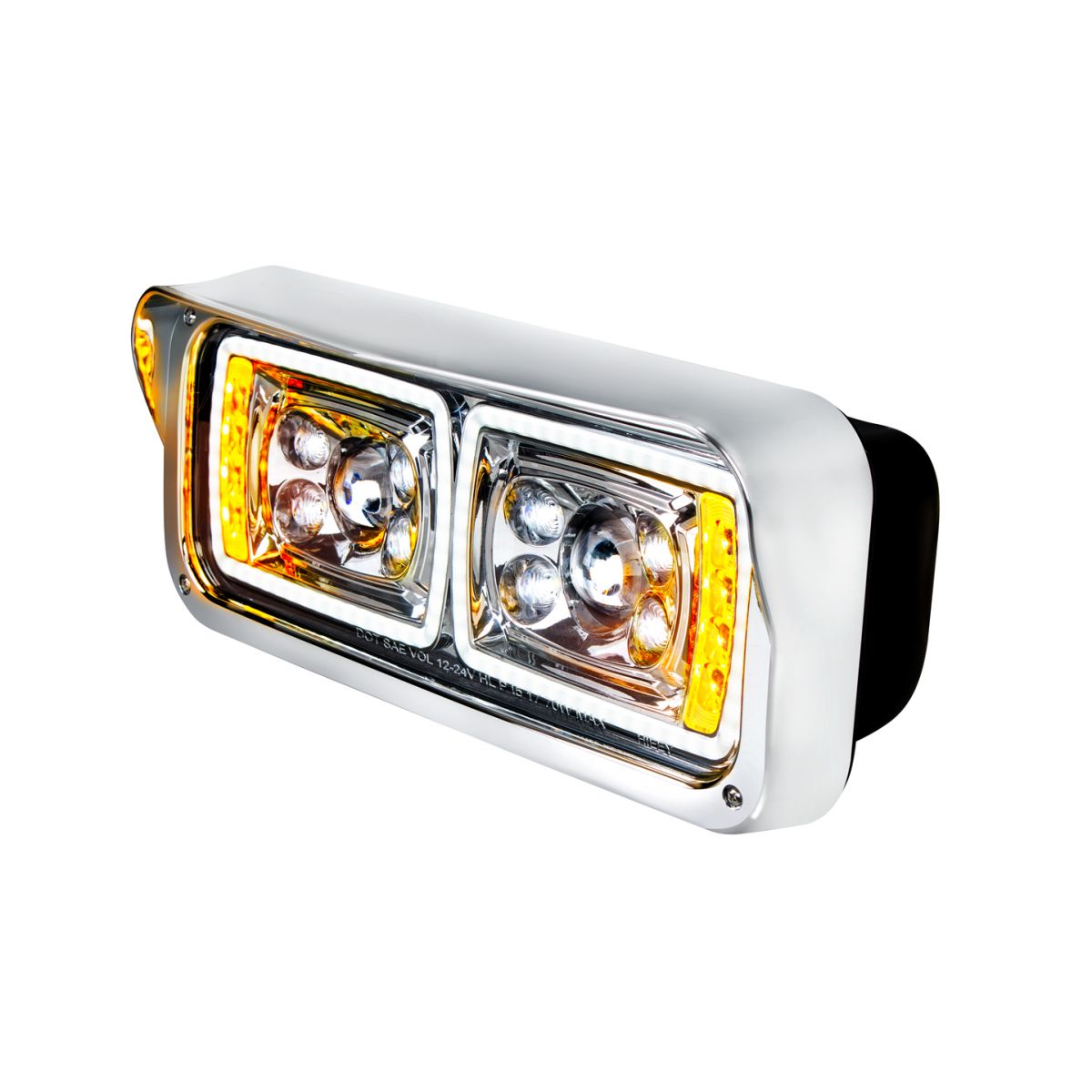 10 High Power LED "Chrome" Projection Headlight With LED Turn Signal & Position Light Bar - Driver - Thumbnail 3
