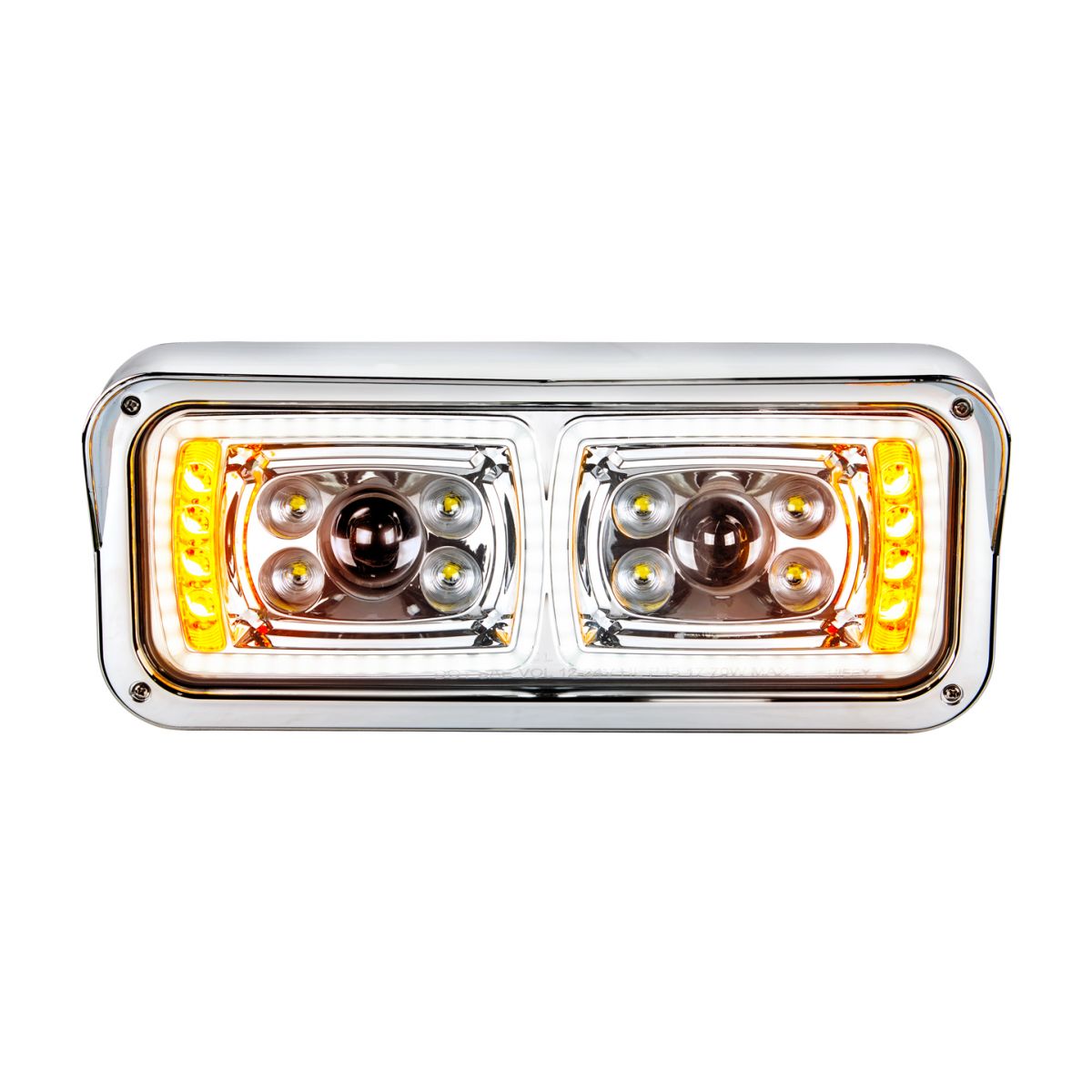 10 High Power LED "Chrome" Projection Headlight With LED Turn Signal & Position Light Bar - Passenger