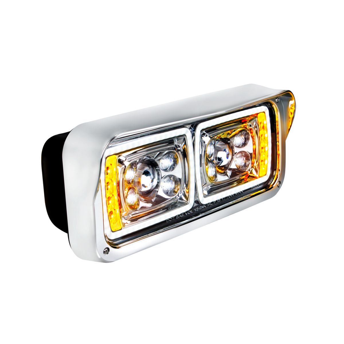 10 High Power LED "Chrome" Projection Headlight With LED Turn Signal & Position Light Bar - Passenger - Thumbnail 3
