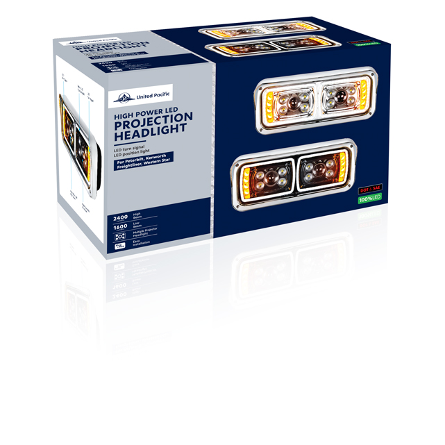 10 High Power LED "Chrome" Projection Headlight With LED Turn Signal & Position Light Bar - Passenger - Thumbnail 6