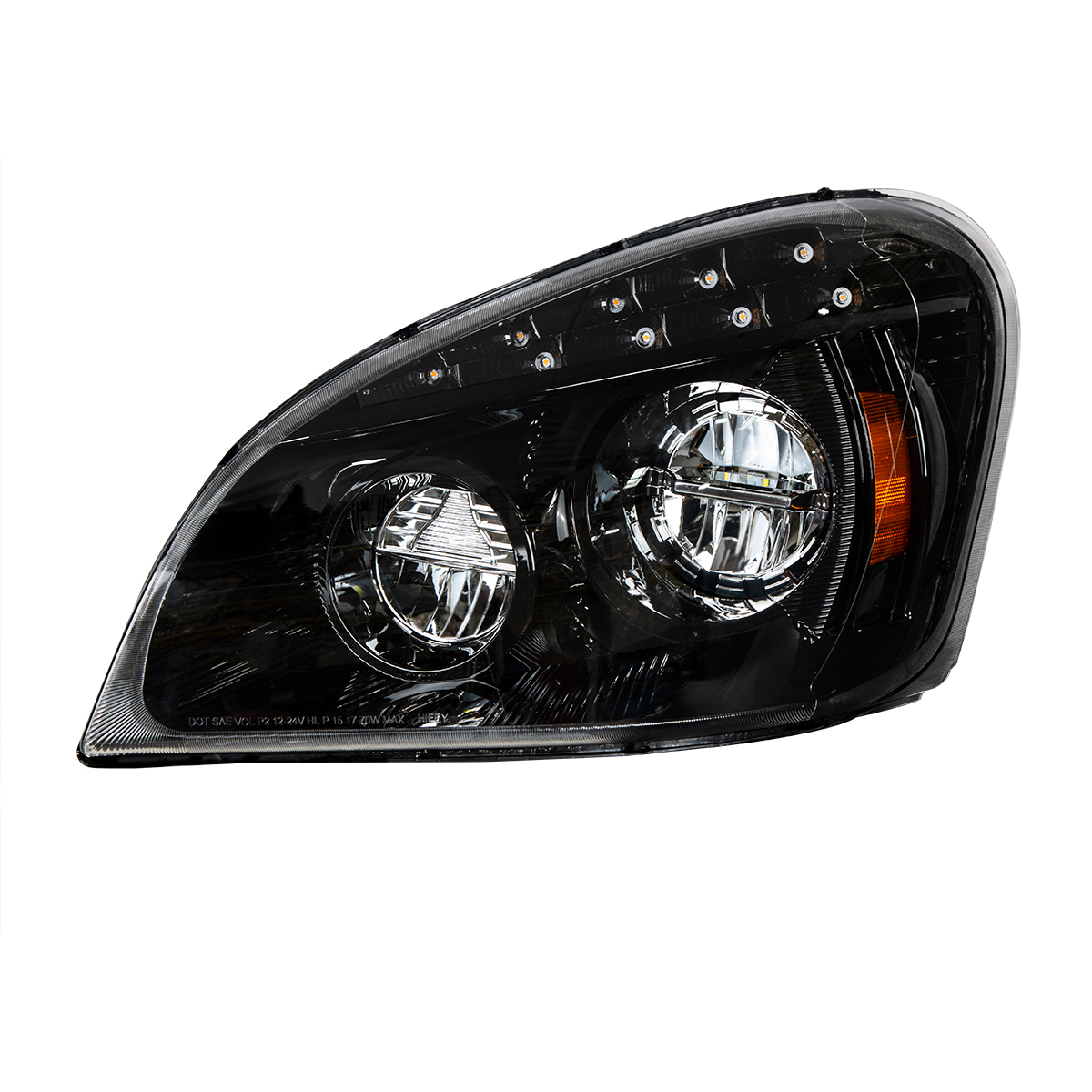 Black LED Headlight For 2008-2017 Freightliner Cascadia - Driver - Thumbnail 2