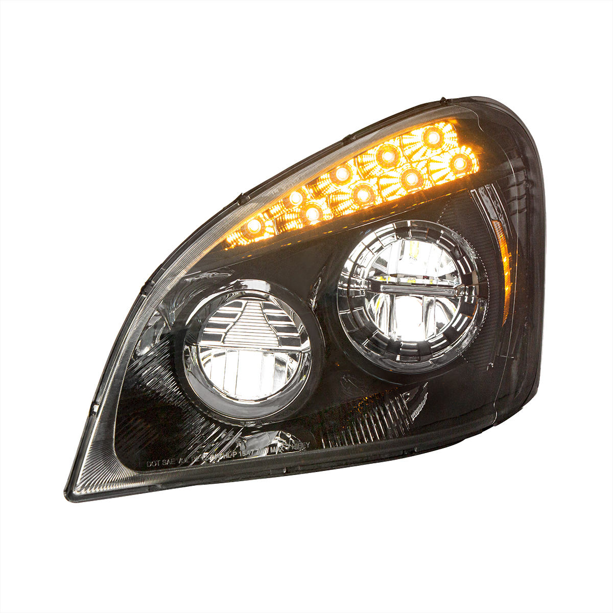 Black LED Headlight For 2008-2017 Freightliner Cascadia - Driver - Thumbnail 3