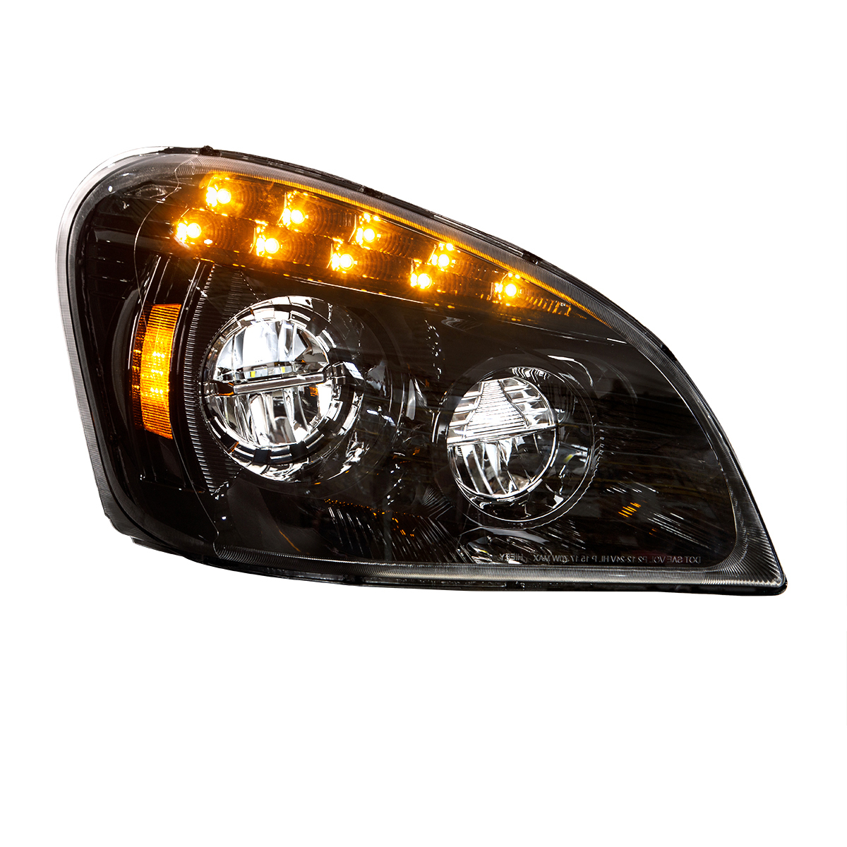 Black LED Headlight For 2008-2017 Freightliner Cascadia - Passenger - Thumbnail 6