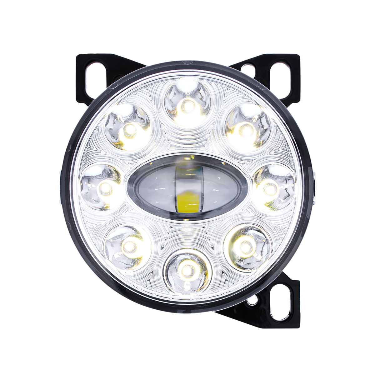 9 LED Projector Fog Light With LED Position Lights For Peterbilt 579/587 & Kenworth T660 - Chrome - Thumbnail 2