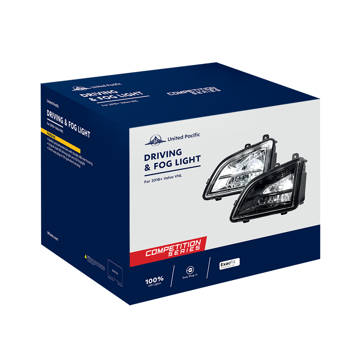 Black LED Driving & Fog Light For 2018-2024 Volvo VNL - Driver -Competition Series - Thumbnail 6