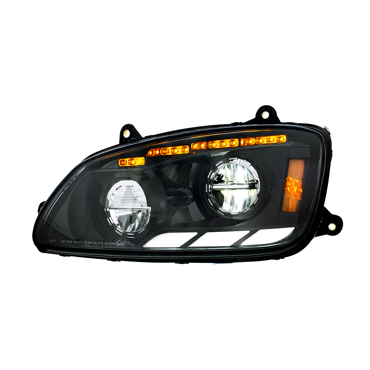 Black LED Headlight With Sequential Turn Signal & Position Light Bars For 2008-17 Kenworth T660 - Driver - Thumbnail 2