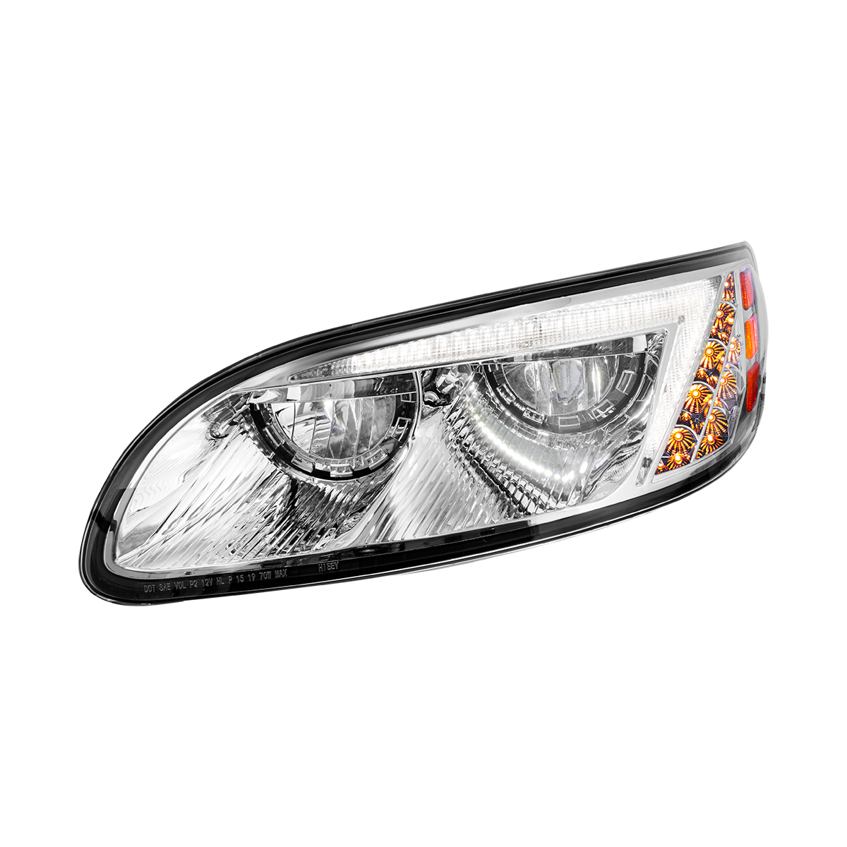 Chrome LED Headlight For Peterbilt 386 (2005-2015) & 387 (1999-2010) - Driver - Thumbnail 3