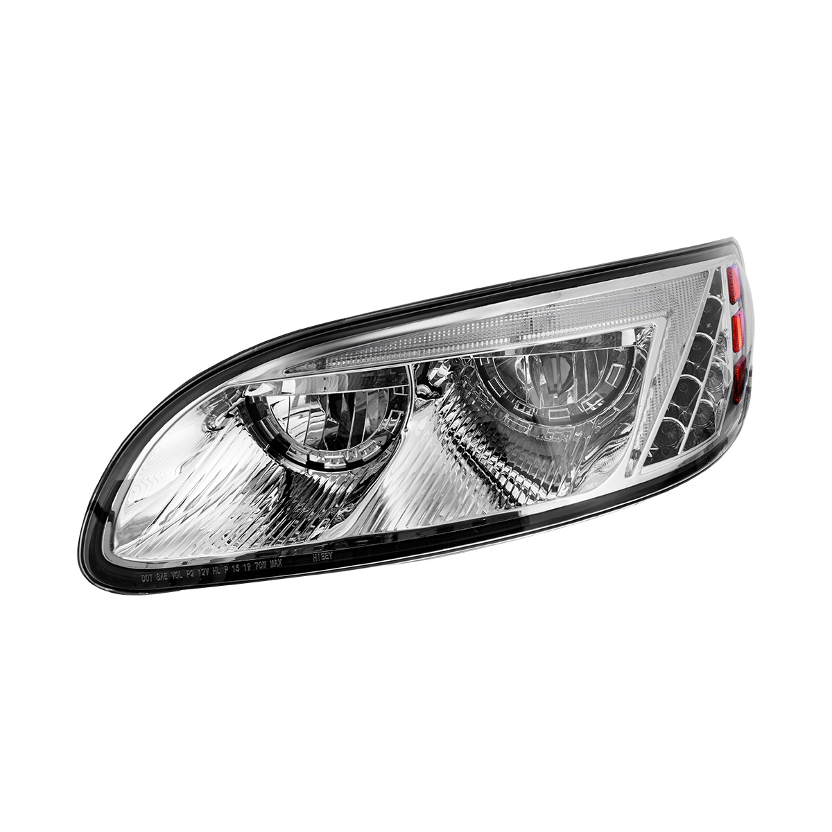 Chrome LED Headlight For Peterbilt 386 (2005-2015) & 387 (1999-2010) - Driver - Thumbnail 4