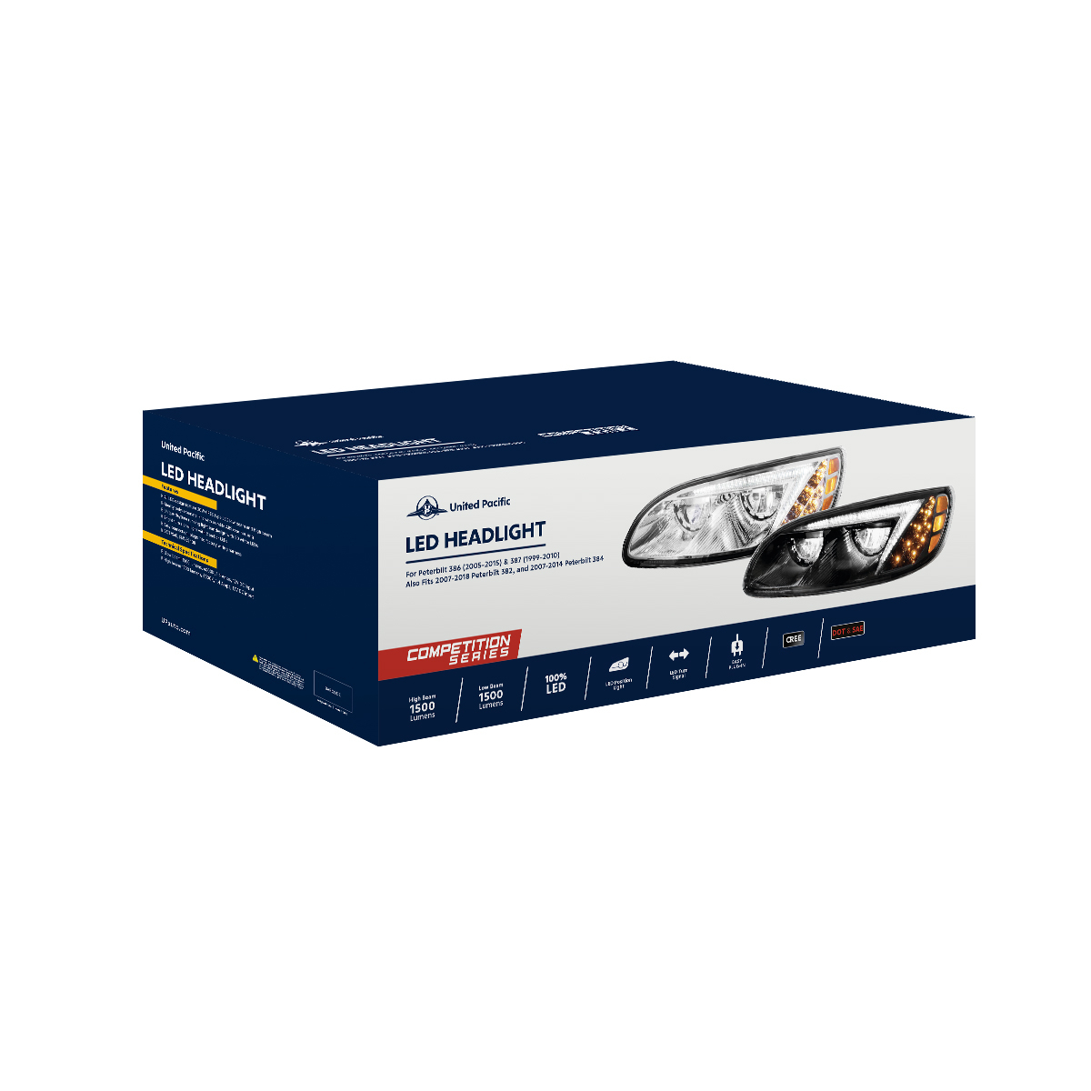 Chrome LED Headlight For Peterbilt 386 (2005-2015) & 387 (1999-2010) - Passenger - Thumbnail 7