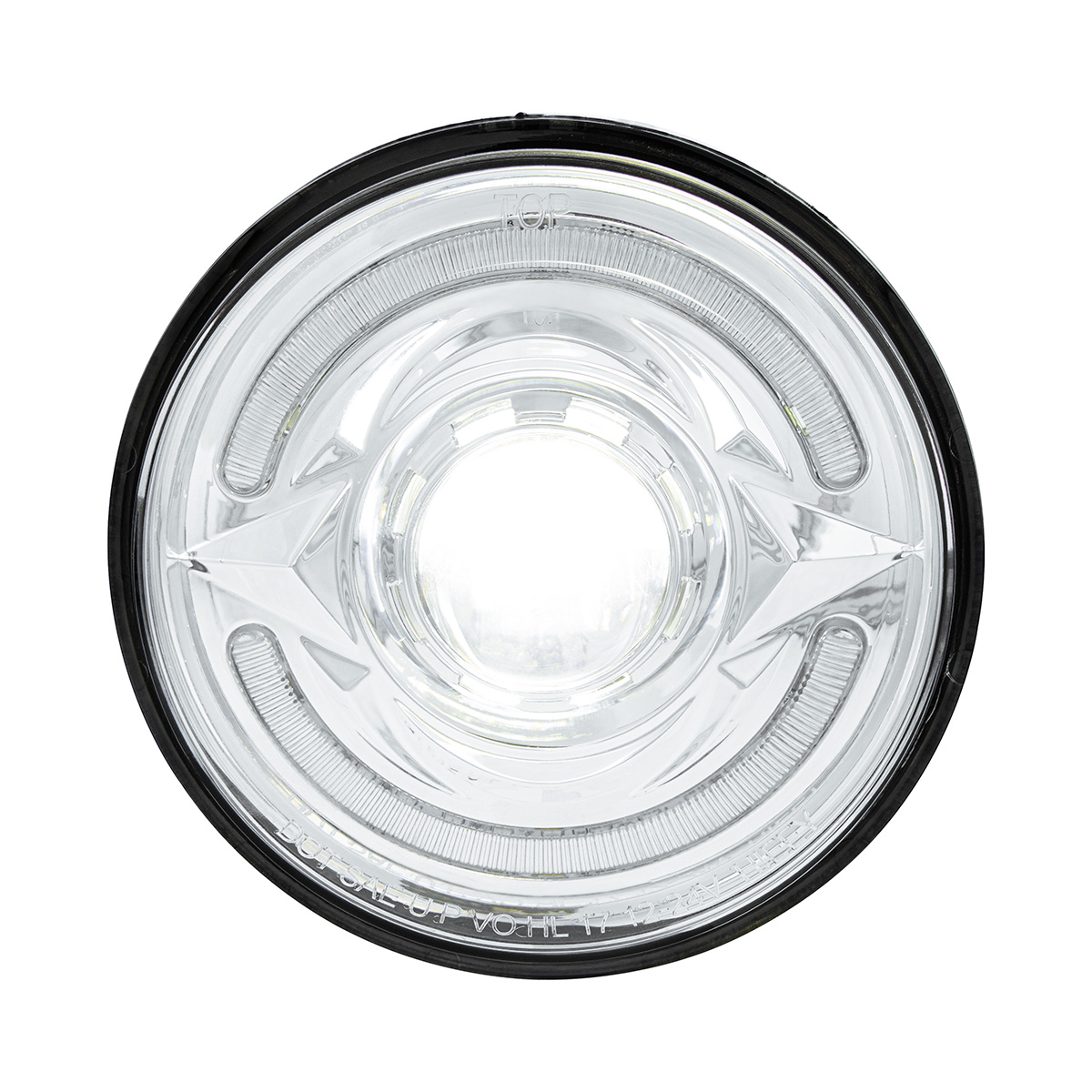 ULTRALIT- LED 5-3/4" Round Headlight With 60 LED Dual Color Light Bar, Amber & White LED - Low Beam - Thumbnail 2