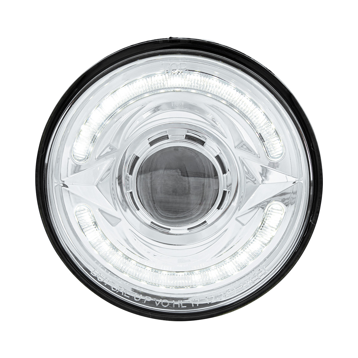 ULTRALIT- LED 5-3/4" Round Headlight With 60 LED Dual Color Light Bar, Amber & White LED - Low Beam - Thumbnail 3