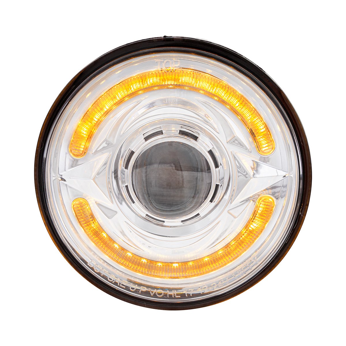 ULTRALIT- LED 5-3/4" Round Headlight With 60 LED Dual Color Light Bar, Amber & White LED - Low Beam - Thumbnail 4