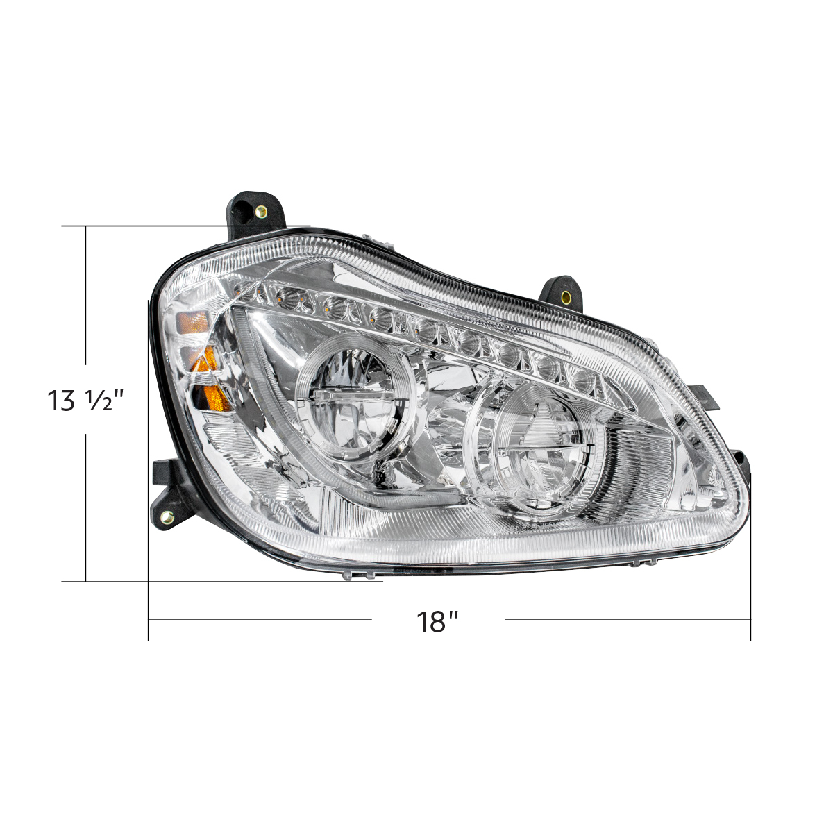 High Power 45 LED Chrome Headlight With Sequential Turn Signal For 2013-2021 Kenworth T680-Passenger - Thumbnail 7