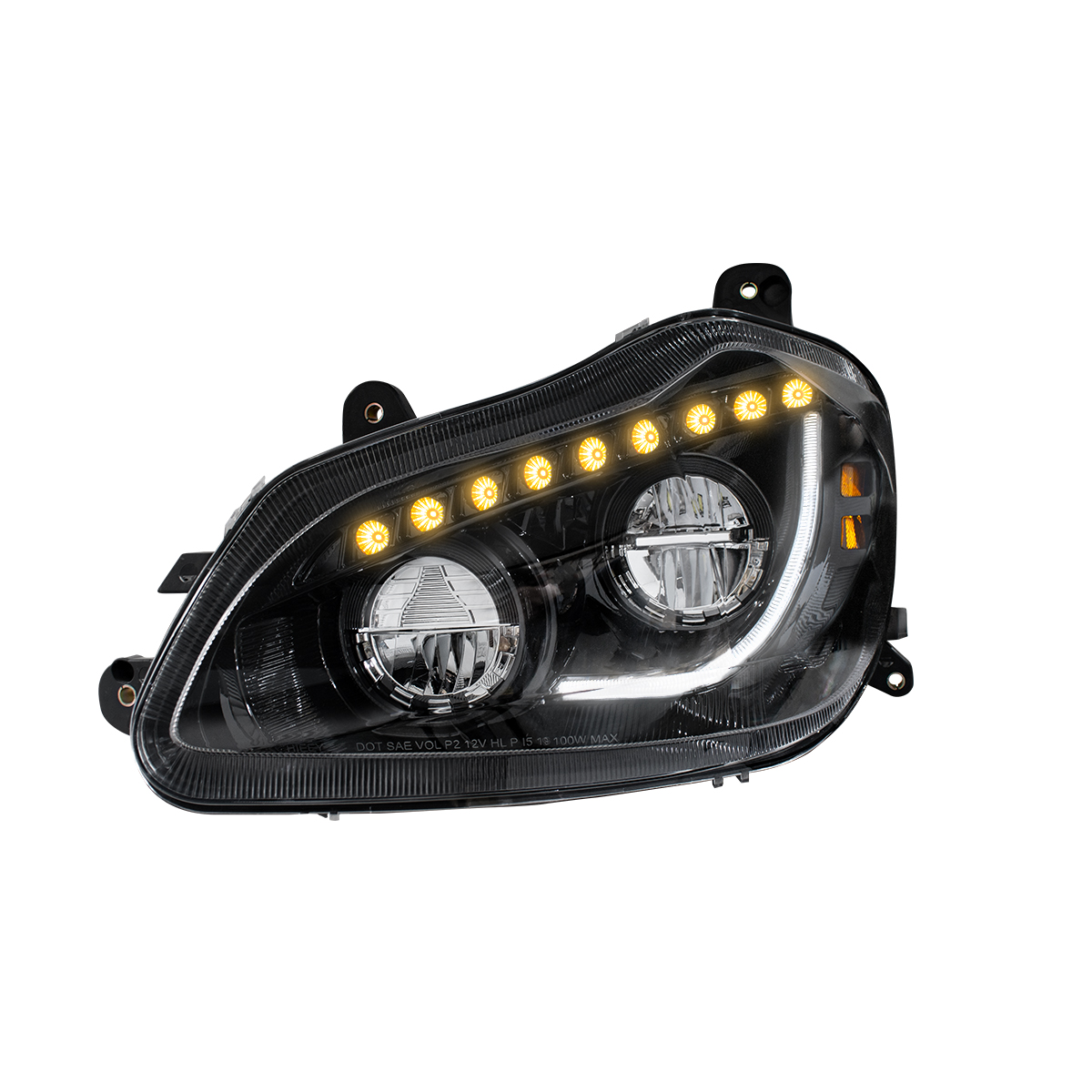 High Power 45 LED Blackout Headlight With Sequential Turn Signal For 2013-2021 Kenworth T680-Driver - Thumbnail 3