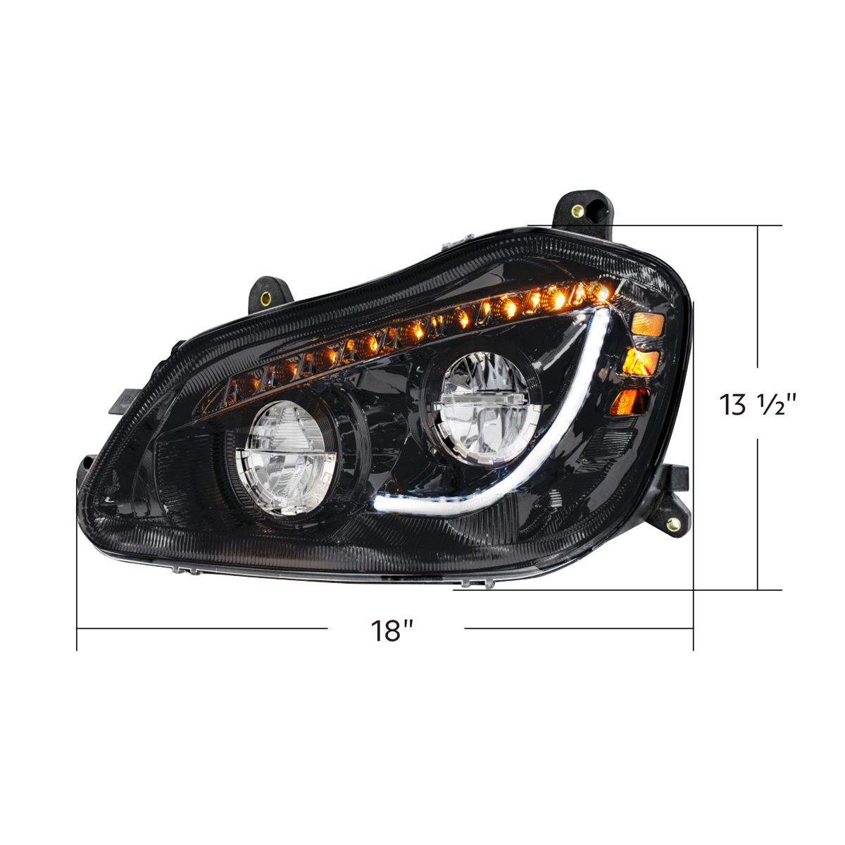 High Power 45 LED Blackout Headlight With Sequential Turn Signal For 2013-2021 Kenworth T680-Driver - Thumbnail 7