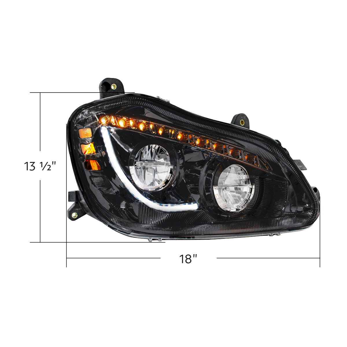 High Power 45 LED Blackout Headlight With Sequential Turn Signal For 2013-2021 Kenworth T680-Passenger - Thumbnail 7