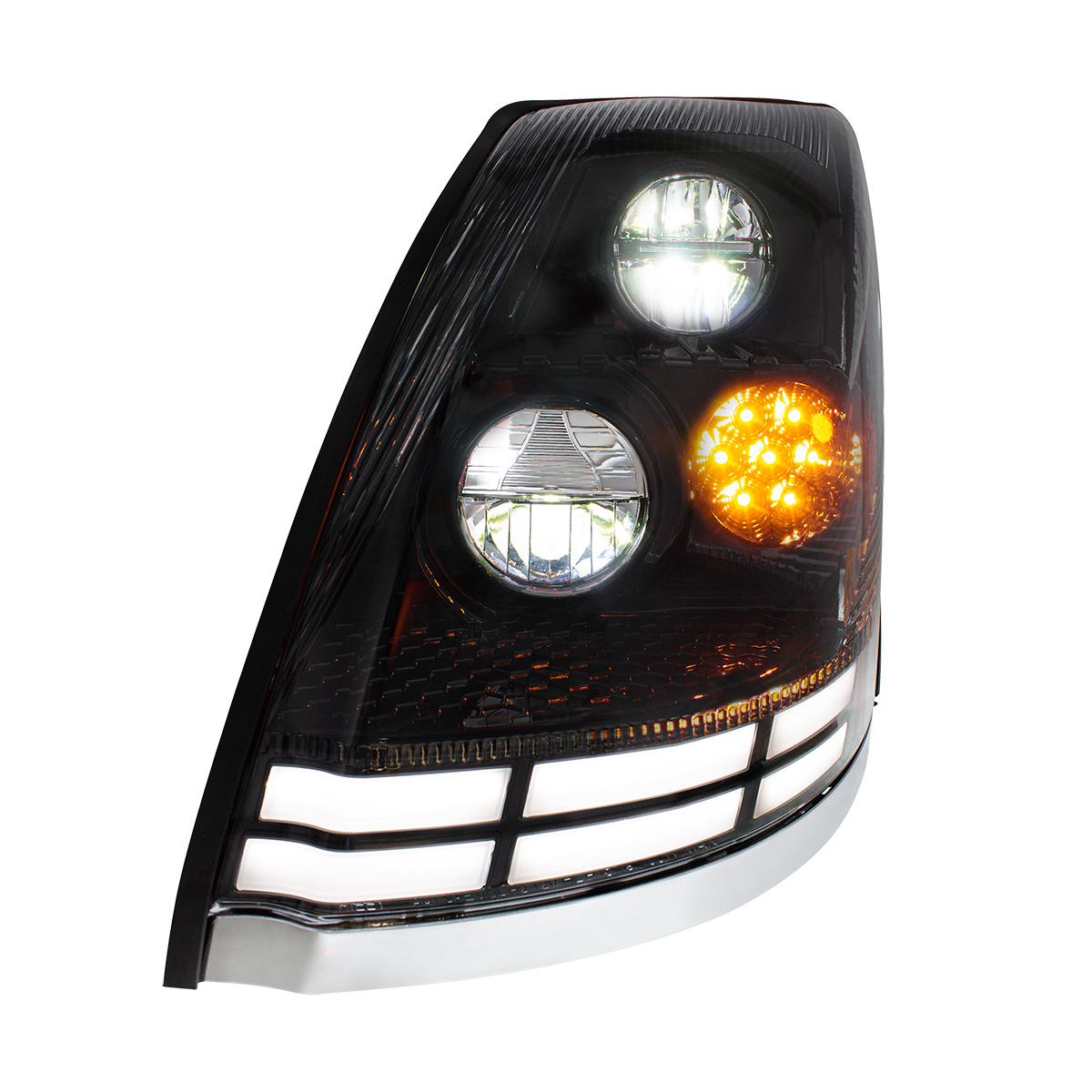 Black LED Headlight With Dual Color LED Light Bars For 2003-2017 Volvo VN/VNL - Driver - Thumbnail 3