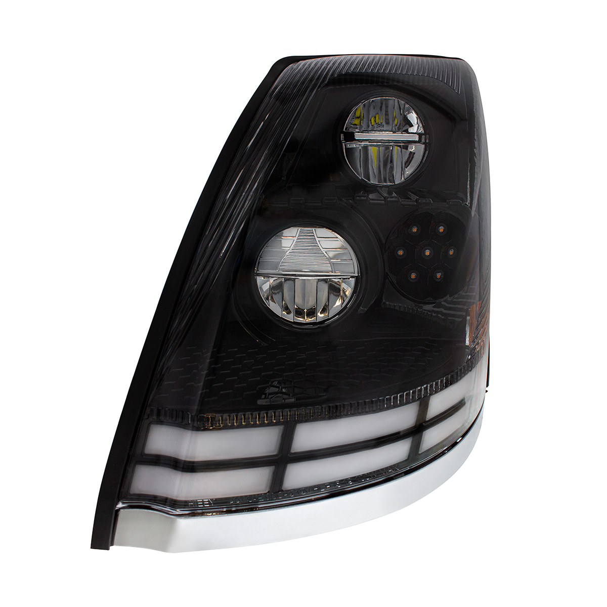 Black LED Headlight With Dual Color LED Light Bars For 2003-2017 Volvo VN/VNL - Driver - Thumbnail 4