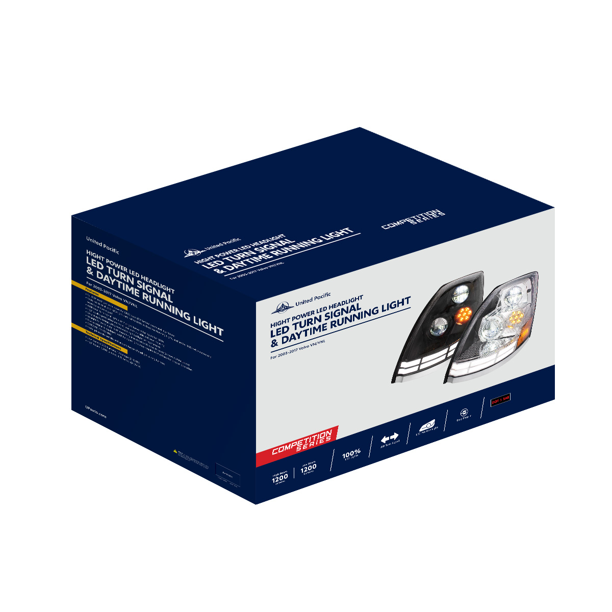 Black LED Headlight With Dual Color LED Light Bars For 2003-2017 Volvo VN/VNL - Driver - Thumbnail 8