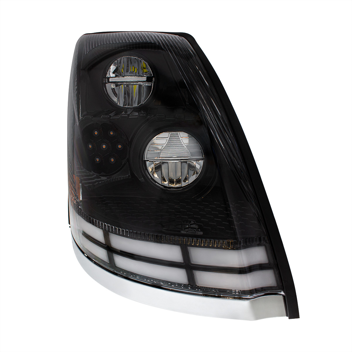 Black LED Headlight With Dual Color LED Light Bars For 2003-2017 Volvo VN/VNL - Passenger - Thumbnail 4