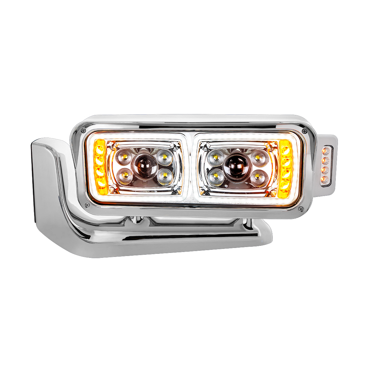 10 High Power LED "Chrome" Projection Headlight Assembly W/Mounting Arm & Turn Signal Side Pod - Driver Side - Thumbnail 16