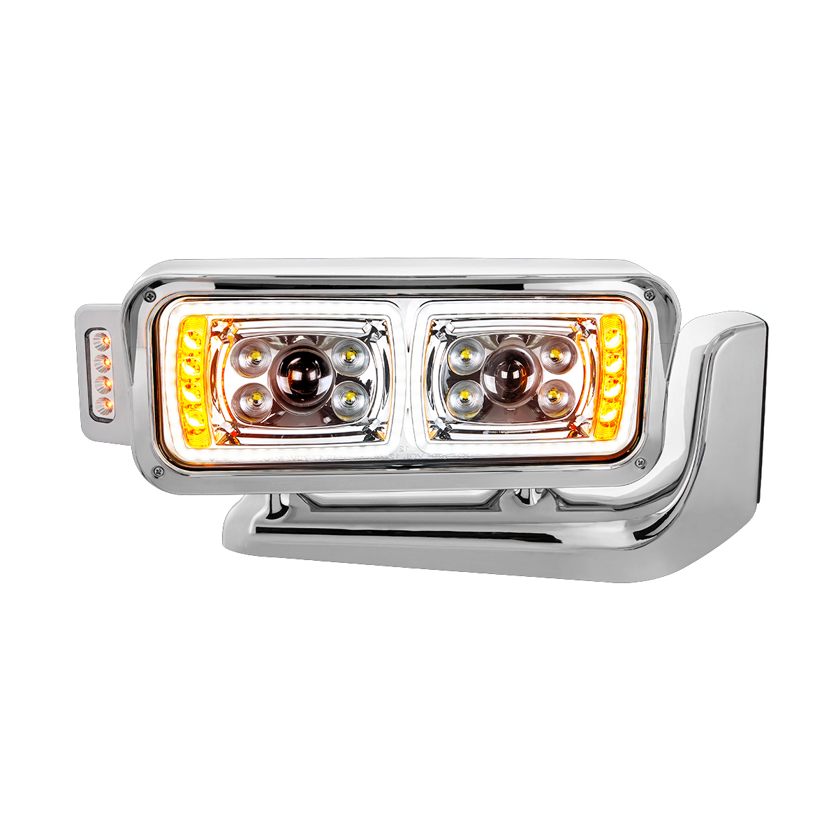 10 High Power LED "Chrome" Projection Headlight Assembly W/Mounting Arm & Turn Signal Side Pod - Passenger Side - Thumbnail 16