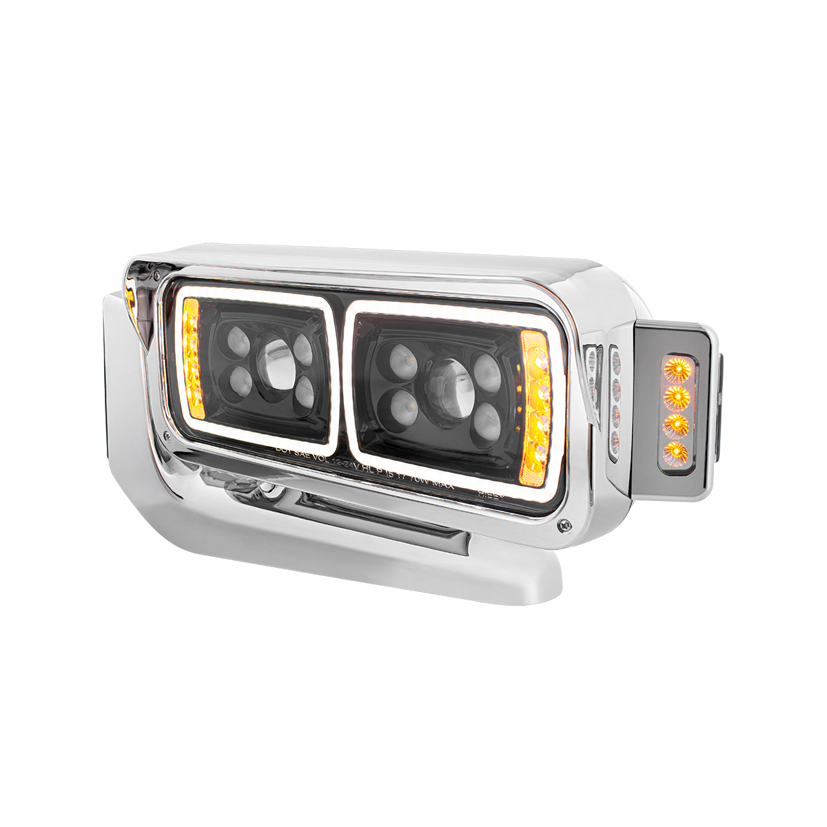 10 High Power LED "Blackout" Projection Headlight Assembly W/Mounting Arm & Turn Signal Side Pod - Driver Side - Thumbnail 3