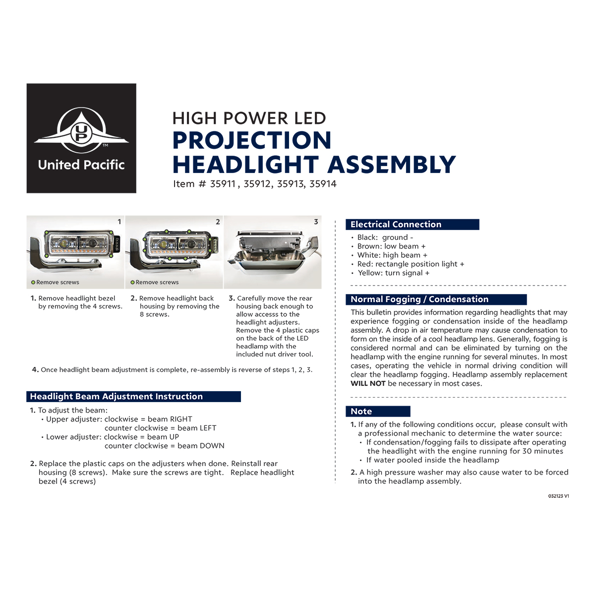 High Power LED Chrome Projection Headlight Assembly With Mounting Arm & Turn Signal - Passenger - Thumbnail 11