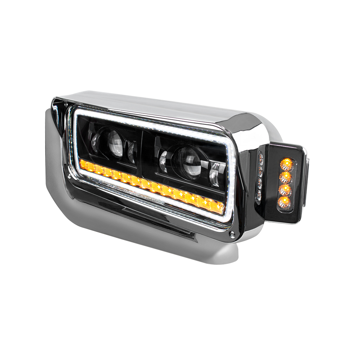 High Power LED Black Projection Headlight Assembly With Mounting Arm & Turn Signal - Driver - Thumbnail 3