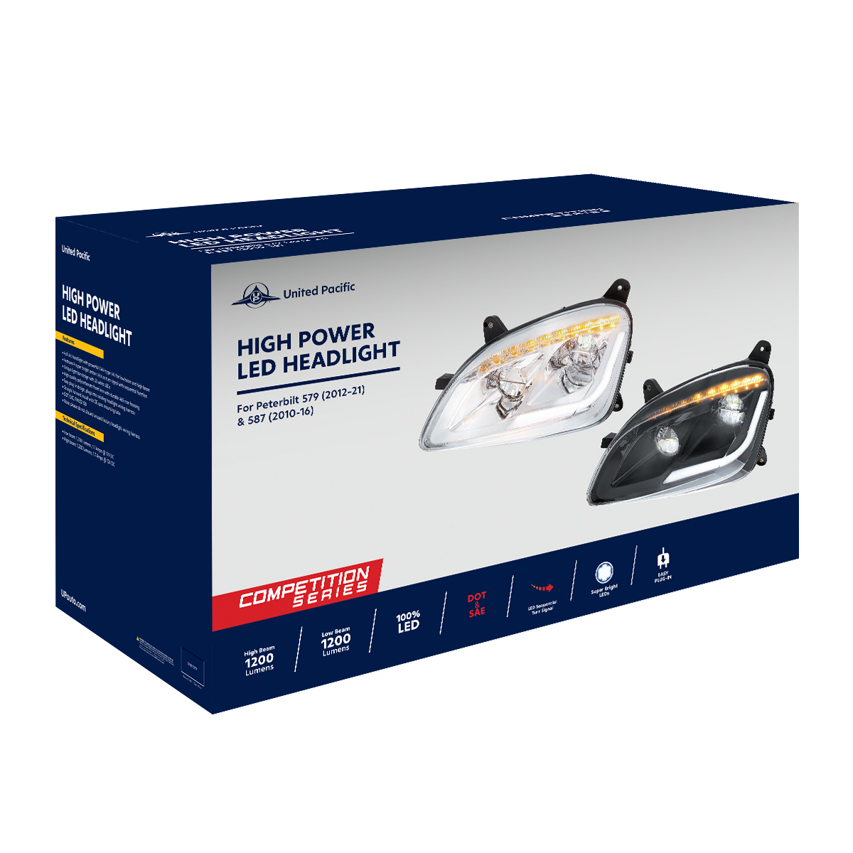 Chrome LED Headlight W/Sequential LED Turn Signal For Peterbilt 579 (2012-21) & 587 (2010-16) - Driver - Thumbnail 7