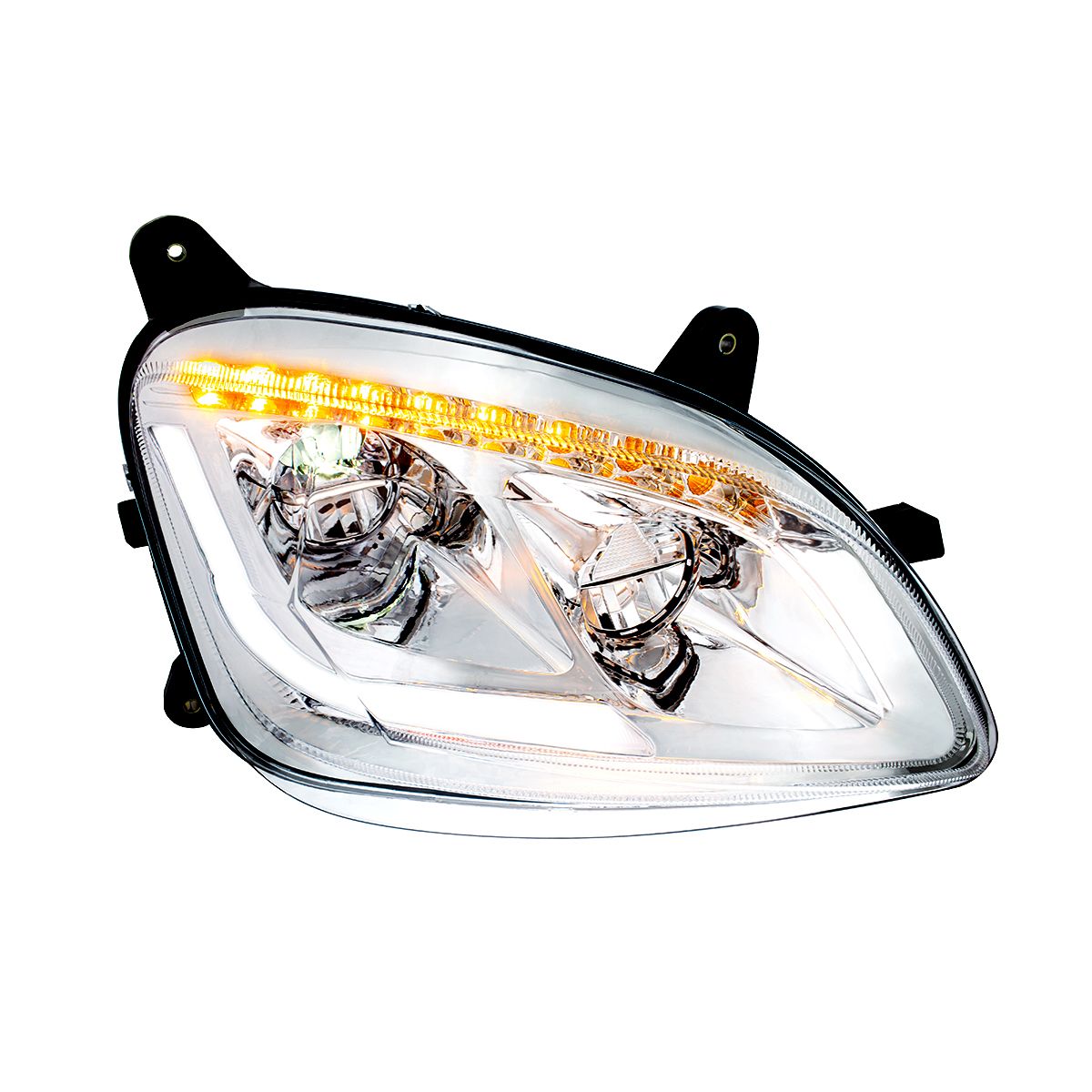 Chrome LED Headlight W/Sequential LED Turn Signal For Peterbilt 579 (2012-21) & 587 (2010-16) - Passenger