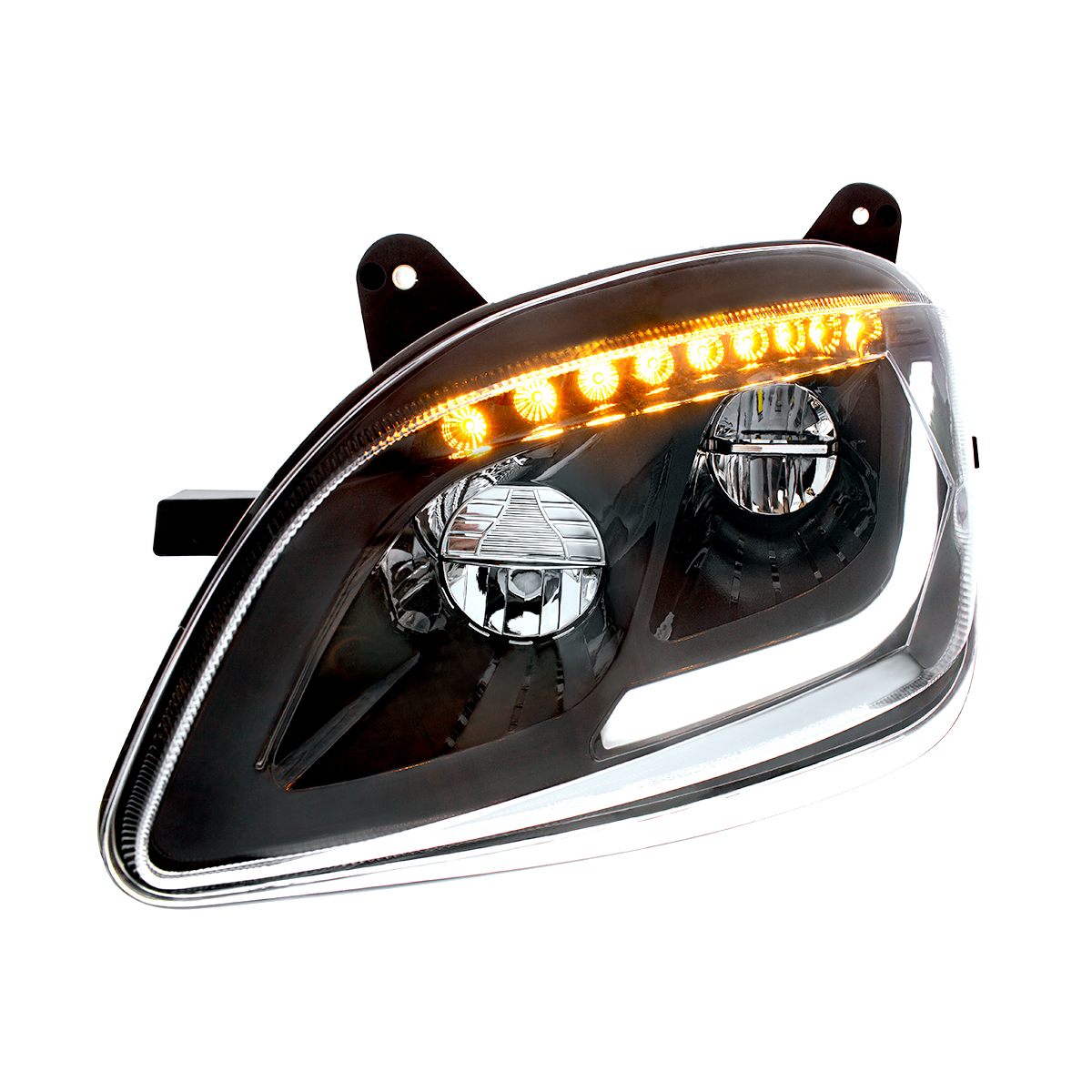Black LED Headlight W/Sequential LED Turn Signal For Peterbilt 579 (2012-21) & 587 (2010-16) - Driver - Thumbnail 3
