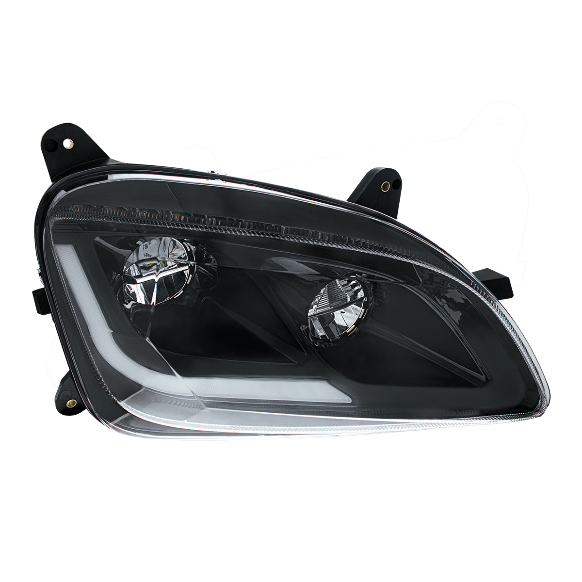 Black LED Headlight W/Sequential LED Turn Signal For Peterbilt 579 (2012-21) & 587 (2010-16) - Passenger - Thumbnail 2