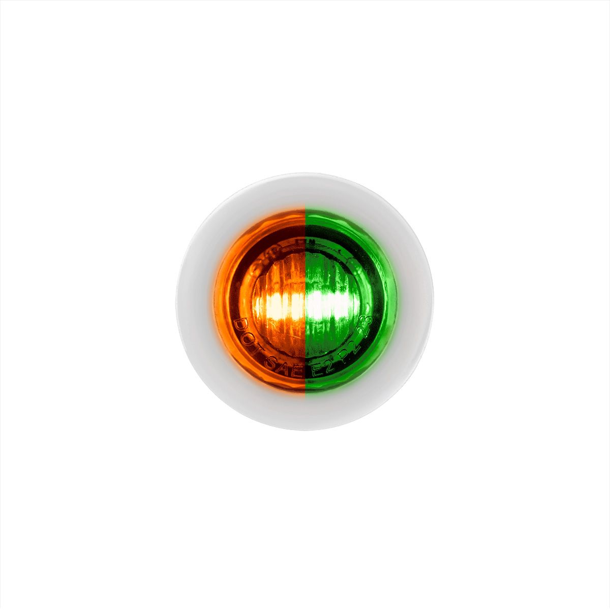 2 LED 3/4" Mini Double Fury Light (Clearance/Marker) - Amber & Green LED/Clear Lens