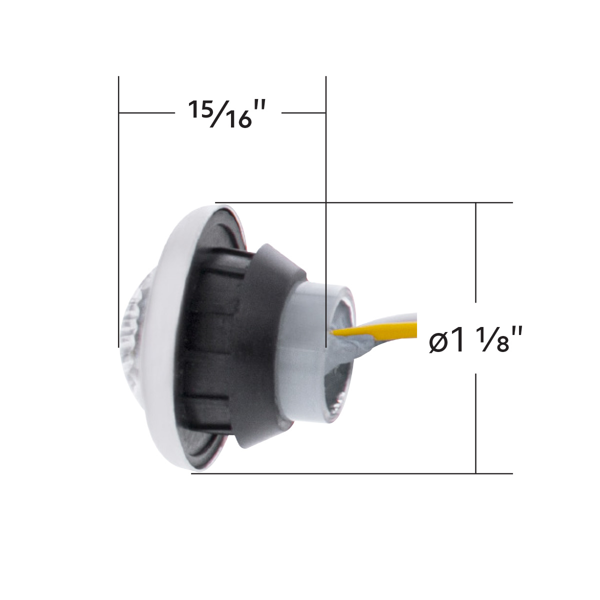 2 LED 3/4" Mini Double Fury Light (Clearance/Marker) - Amber & Red LED/Clear Lens - Thumbnail 10