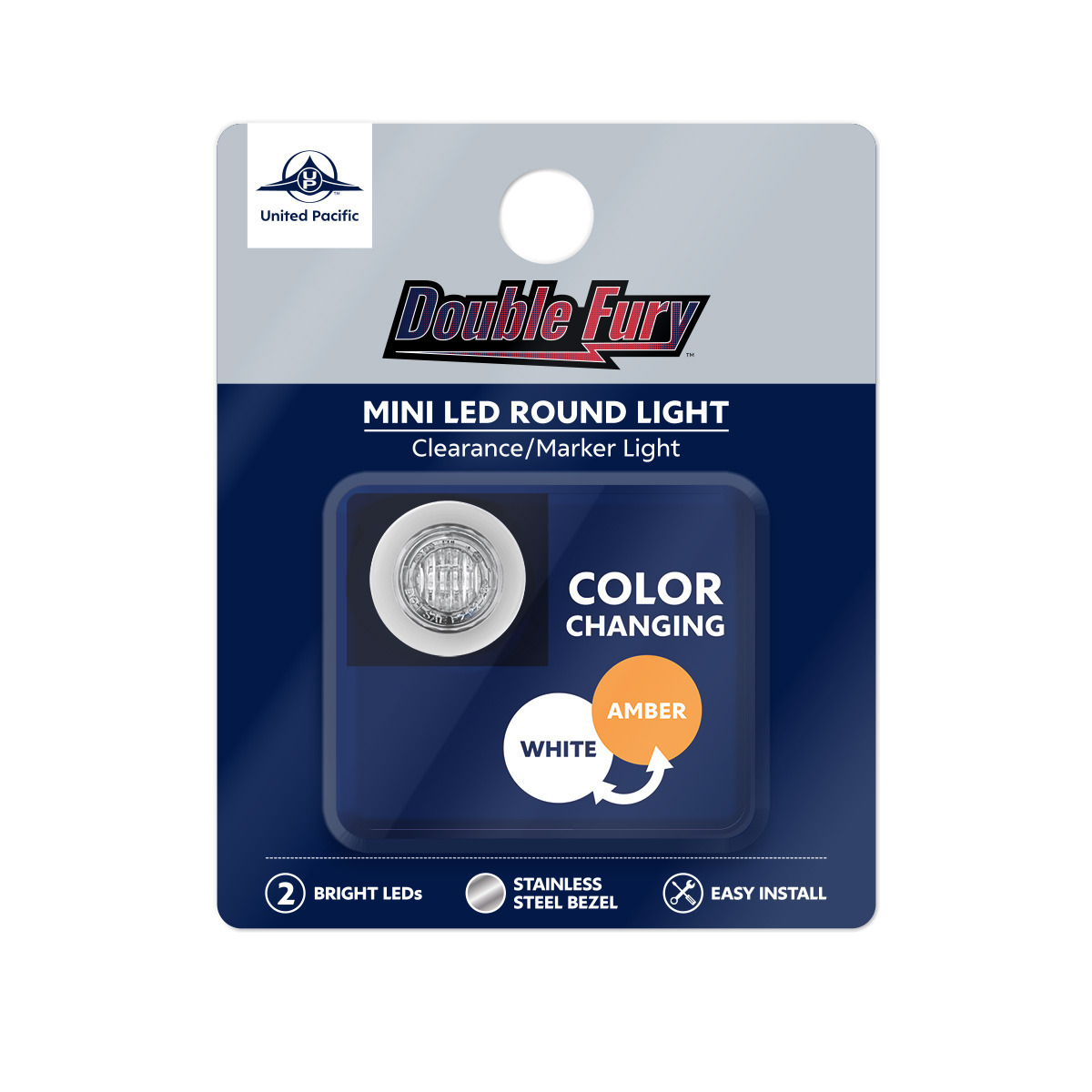 2 LED 3/4" Mini Double Fury Light (Clearance/Marker) - Amber & White LED/Clear Lens - Thumbnail 10