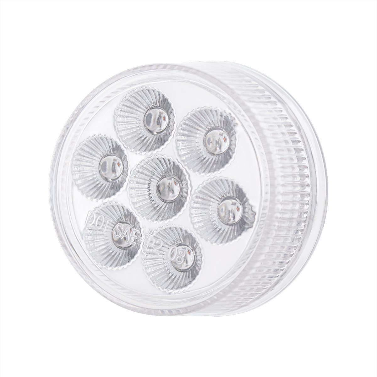 7 LED 2" Round Double Fury Light (Clearance/Marker) - Amber & Green LED/Clear Lens - Thumbnail 8