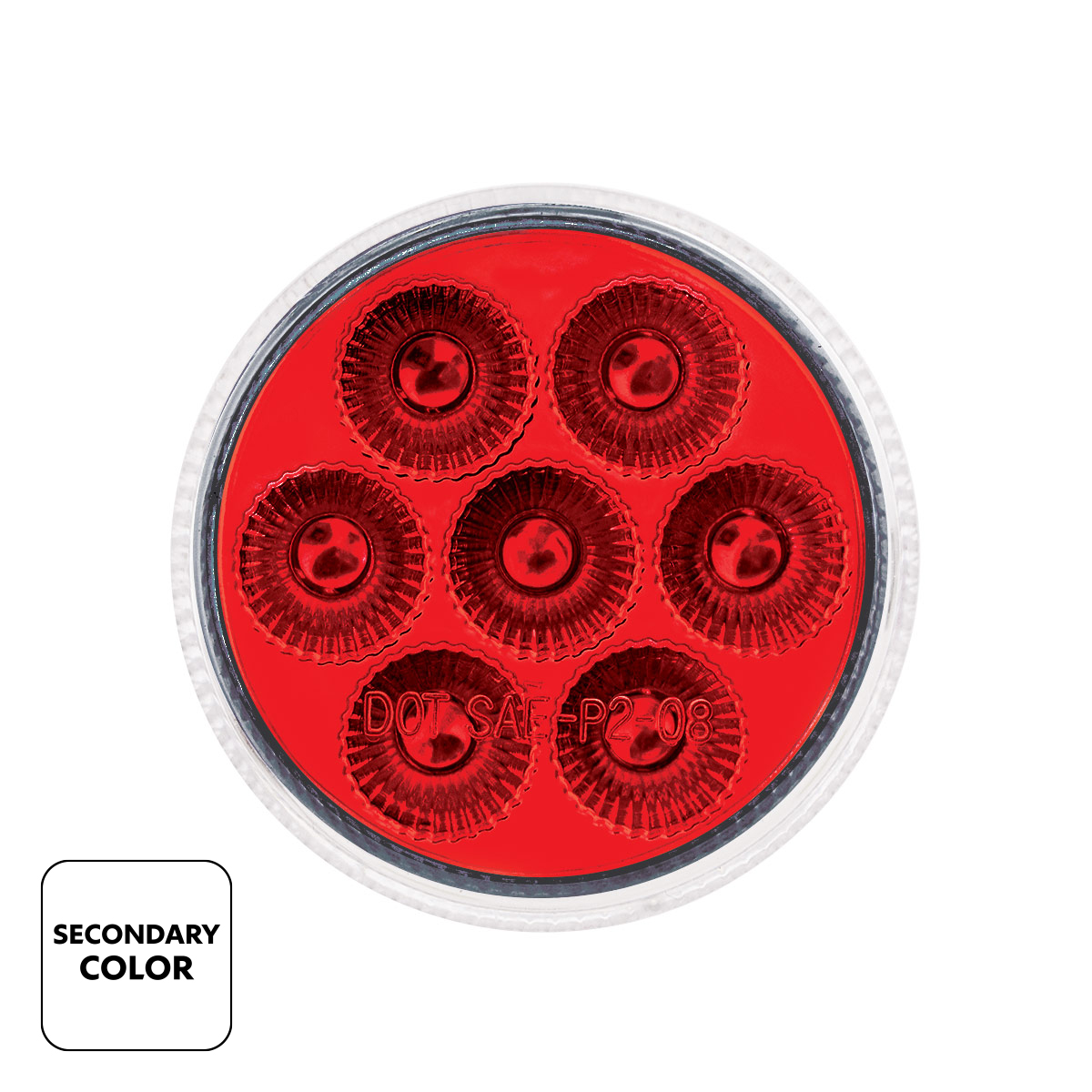 7 LED 2" Round Double Fury Light (Clearance/Marker) - Amber & Red LED/Clear Lens - Thumbnail 3