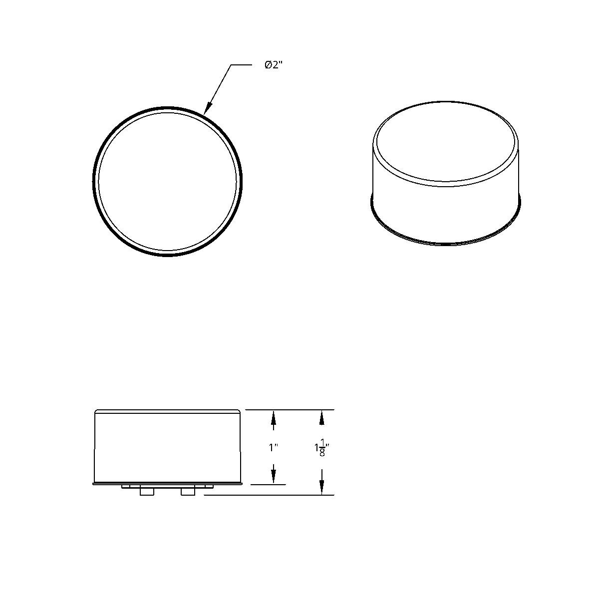 7 LED 2" Round Double Fury Light (Clearance/Marker) - Amber & White LED/Clear Lens - Thumbnail 12