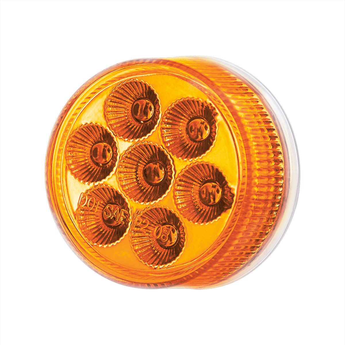 7 LED 2" Round Double Fury Light (Clearance/Marker) - Amber & White LED/Clear Lens - Thumbnail 6