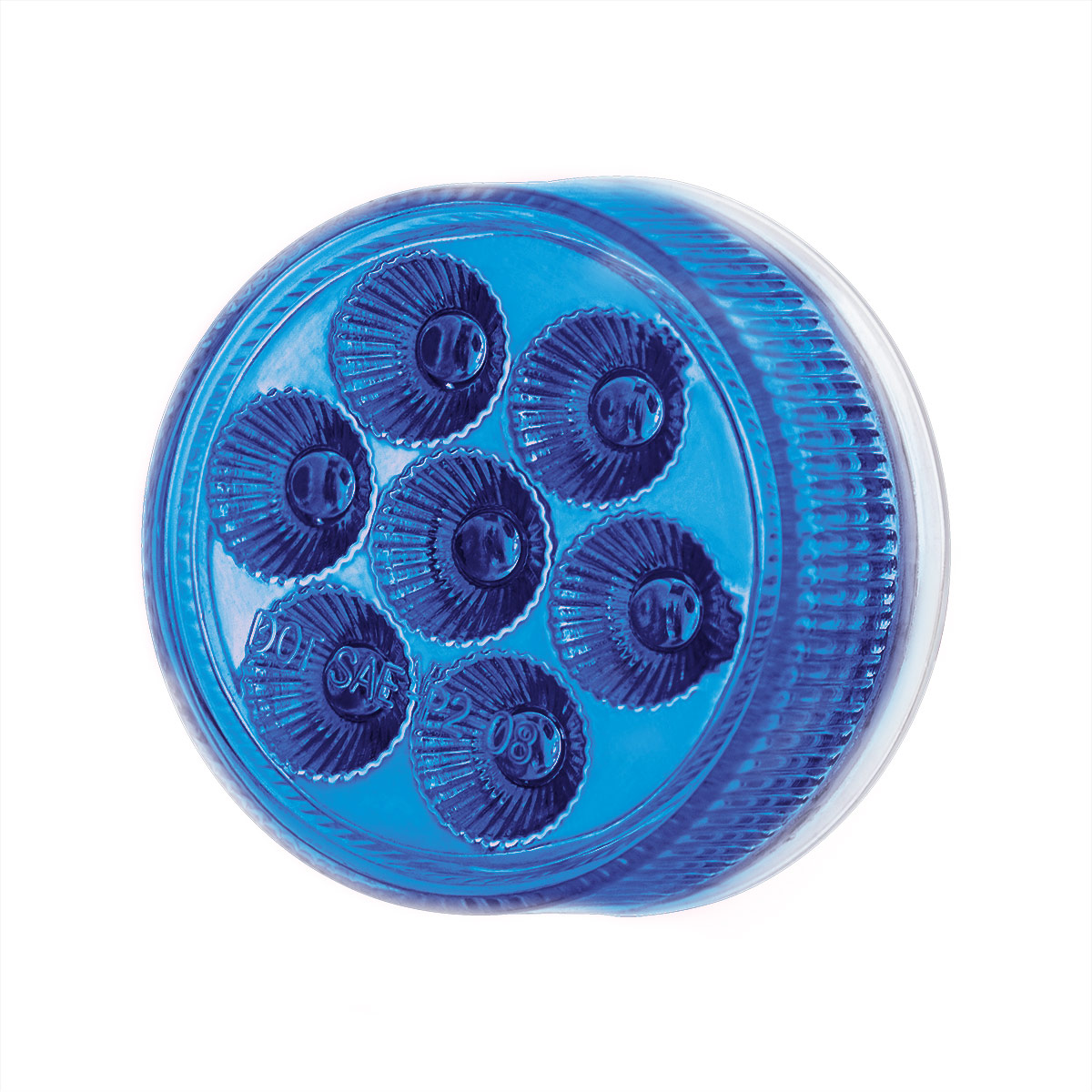 7 LED 2" Round Double Fury Light (Clearance/Marker) - Red & Blue LED/Clear Lens - Thumbnail 7