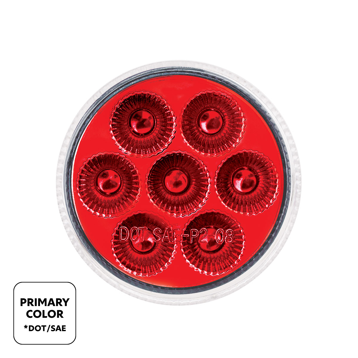 7 LED 2" Round Double Fury Light (Clearance/Marker) - Red & Green LED/Clear Lens - Thumbnail 2