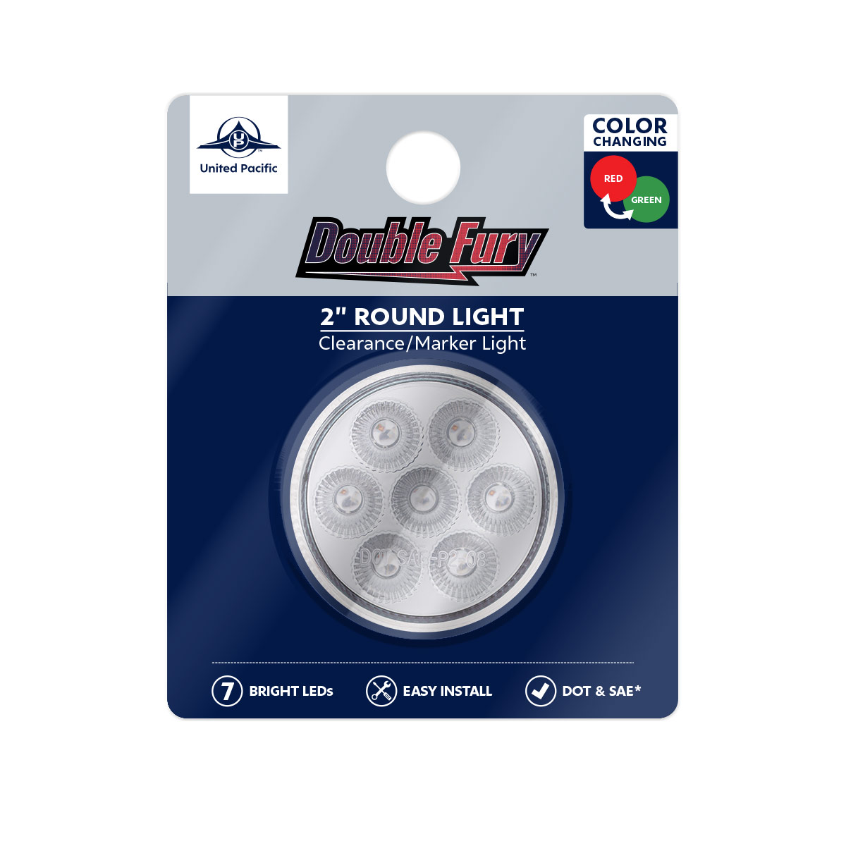 7 LED 2" Round Double Fury Light (Clearance/Marker) - Red & Green LED/Clear Lens - Thumbnail 11
