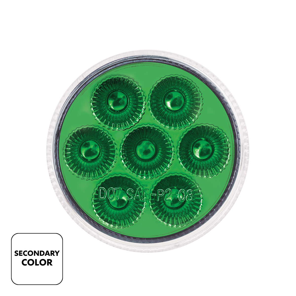7 LED 2" Round Double Fury Light (Clearance/Marker) - Red & Green LED/Clear Lens - Thumbnail 3