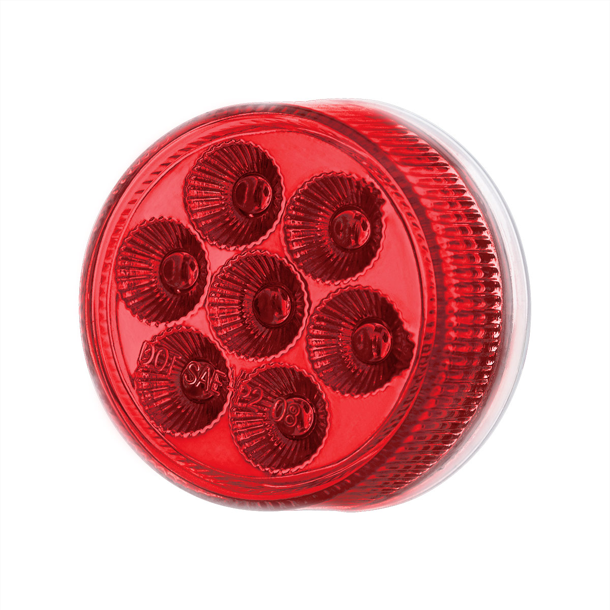 7 LED 2" Round Double Fury Light (Clearance/Marker) - Red & Green LED/Clear Lens - Thumbnail 6