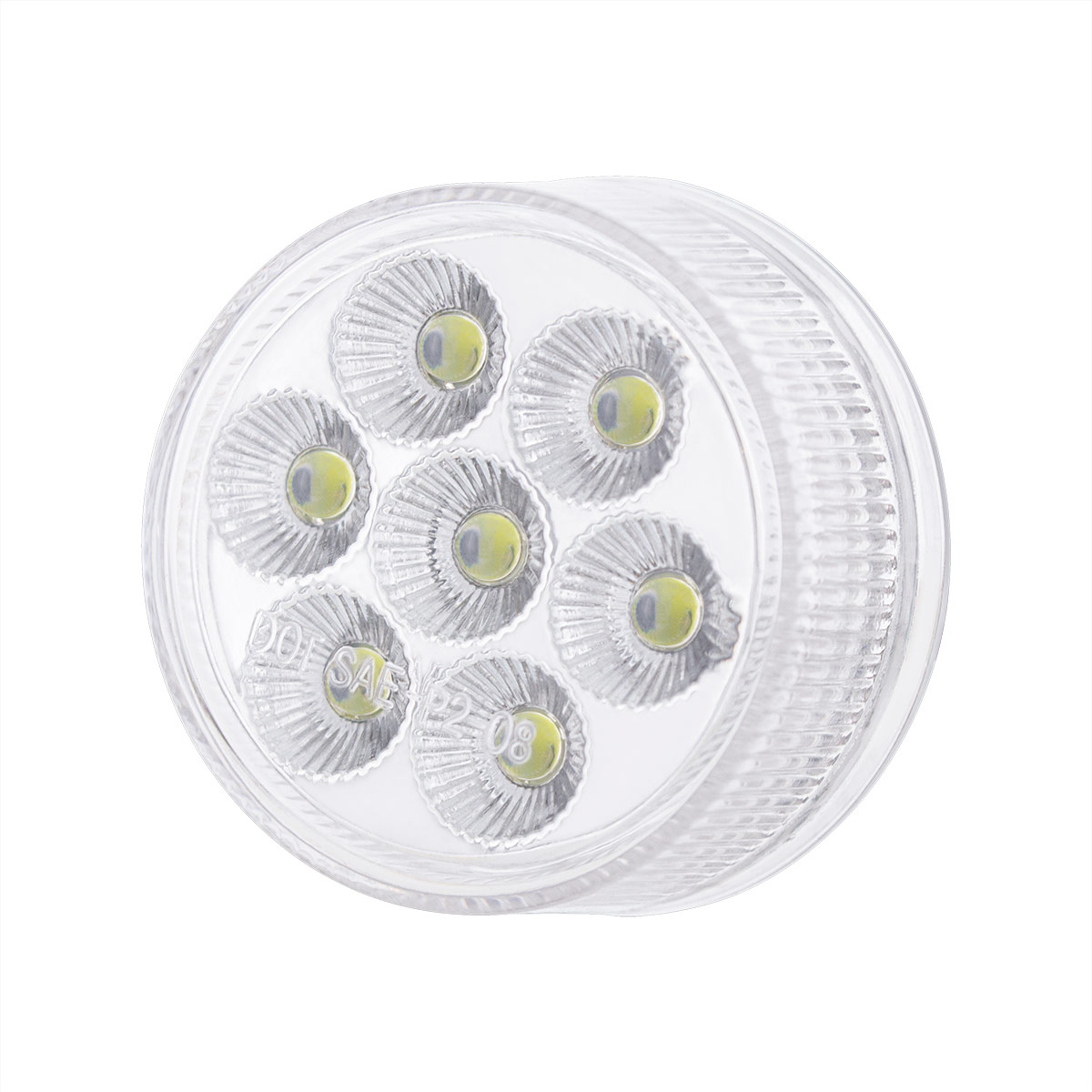 7 LED 2" Round Double Fury Light (Clearance/Marker) - Red & White LED/Clear Lens - Thumbnail 8