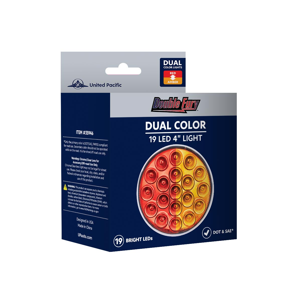 19 LED 4" Round Double Fury Light (Stop & Turn) - Red & Amber LED/Clear Lens - Thumbnail 11