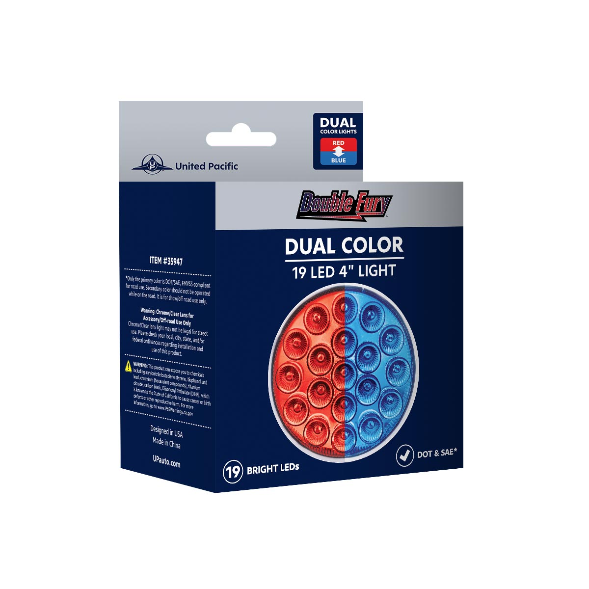 19 LED 4" Round Double Fury Light (Stop & Turn) - Red & Blue LED/Clear Lens - Thumbnail 11